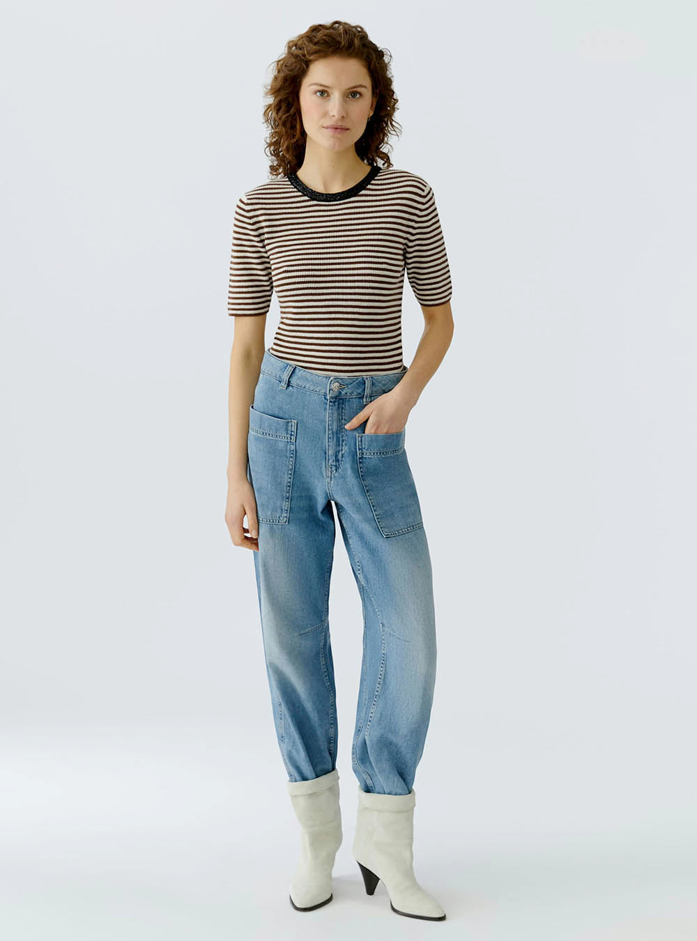 Oui Pullover - Brown White