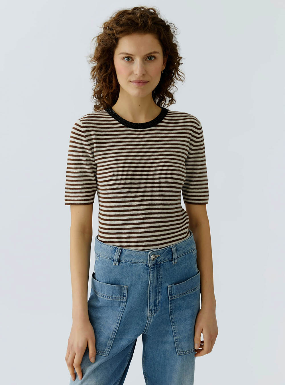 Oui Pullover - Brown White
