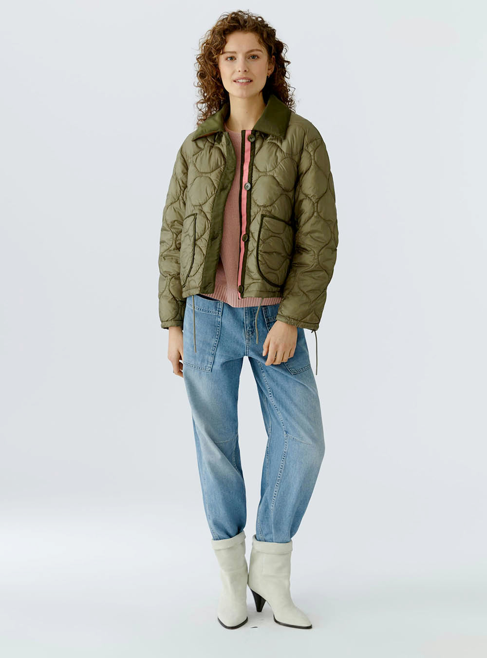 Oui Reversible Jacket - Khaki Brown 