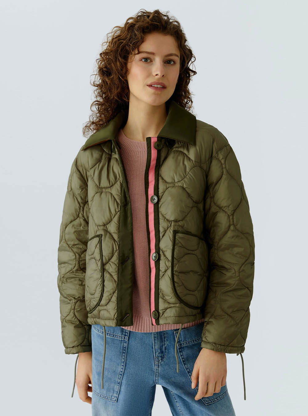 Oui Reversible Jacket - Khaki Brown 