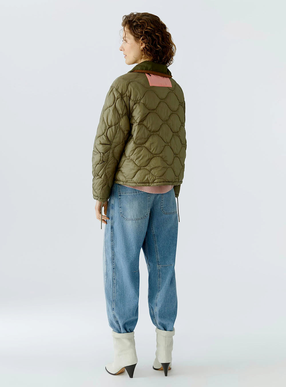 Oui Reversible Jacket - Khaki Brown 