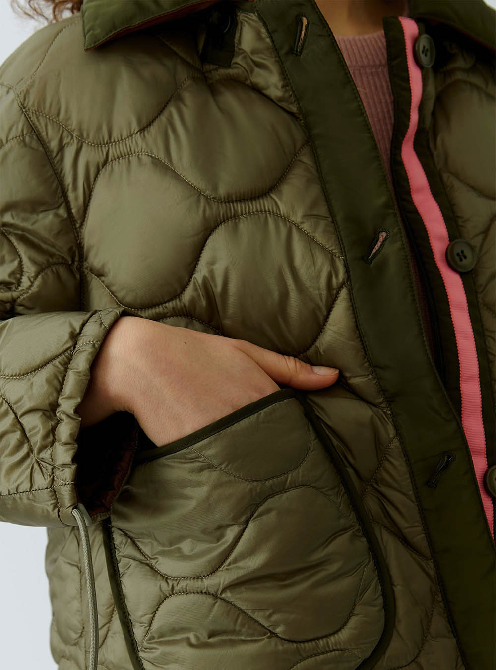 Oui Reversible Jacket - Khaki Brown 
