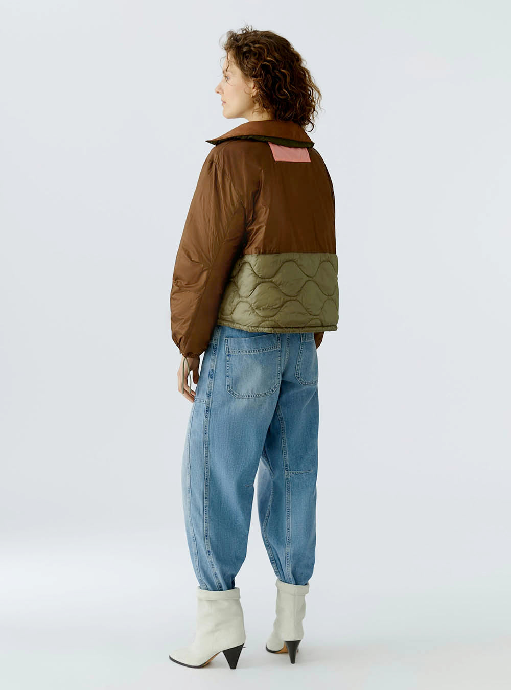 Oui Reversible Jacket - Khaki Brown 