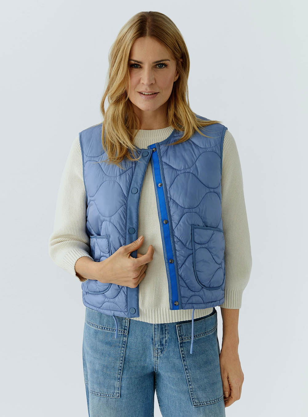 Oui Reversible Vest - Light Blue Green