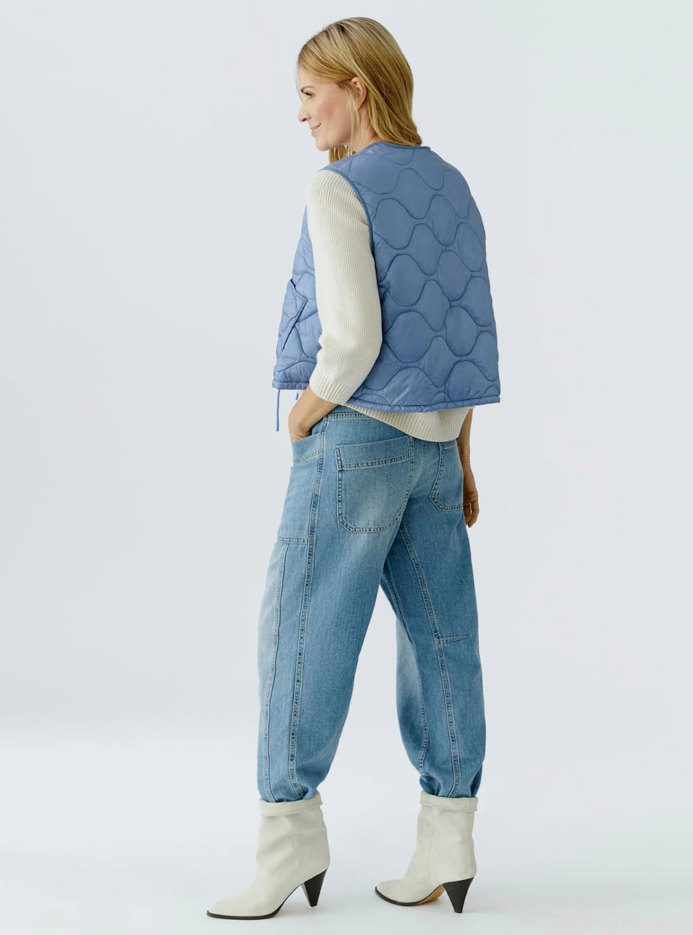 Oui Reversible Vest - Light Blue Green