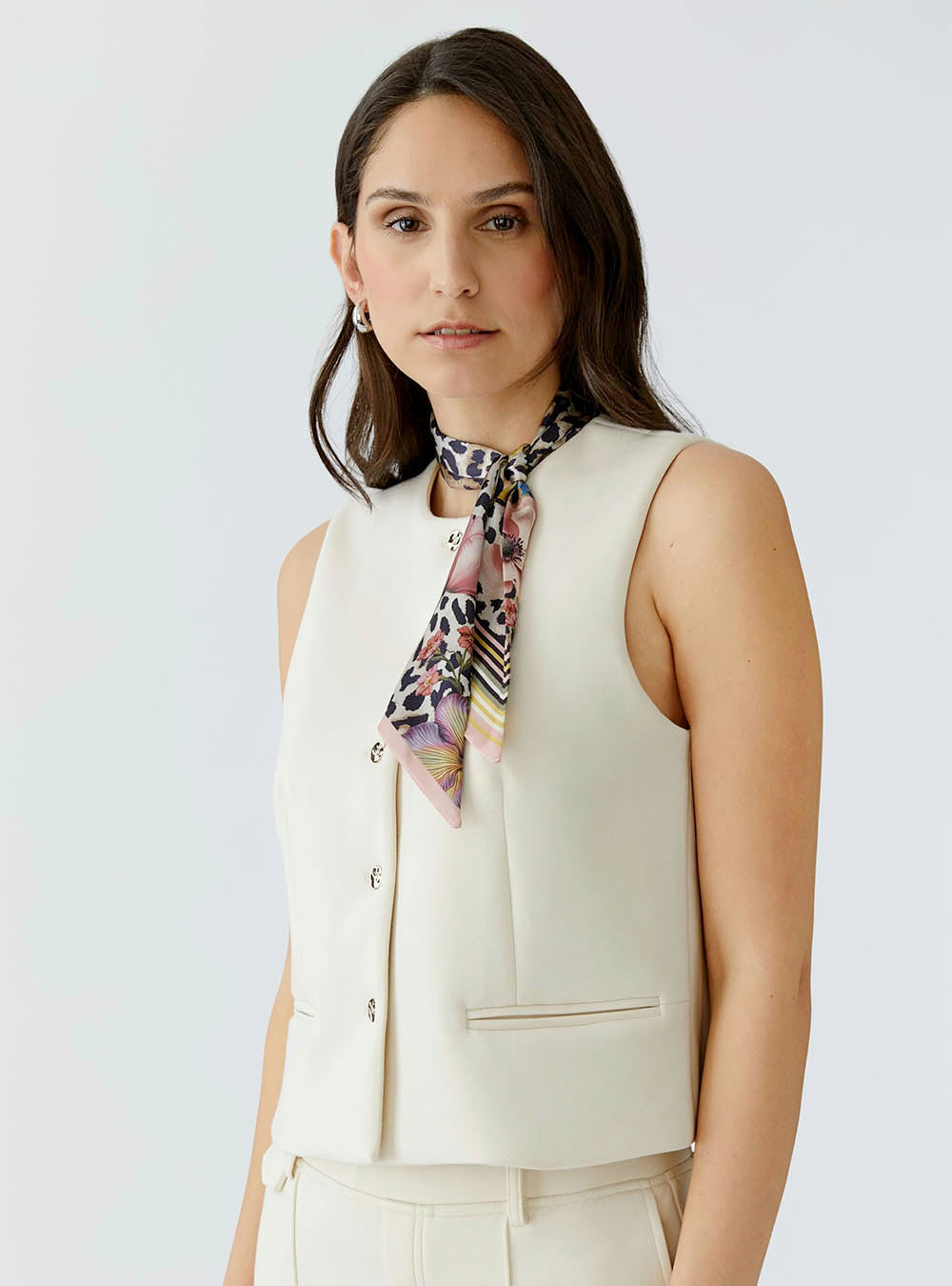 Oui Satin Scarf - Leopard Pink