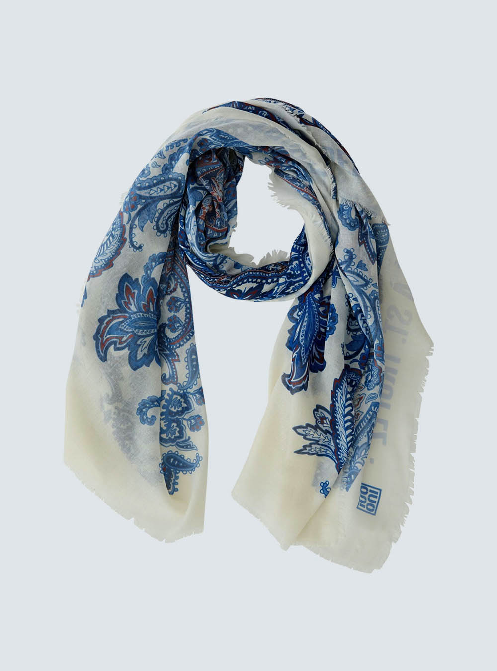 Oui Scarf - Light Blue White