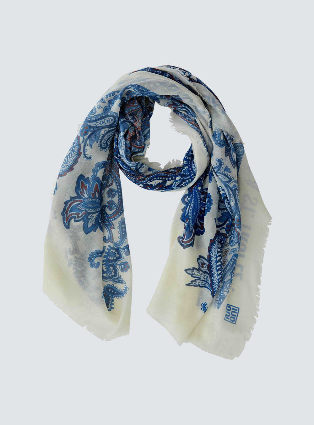 Oui Scarf - Light Blue White