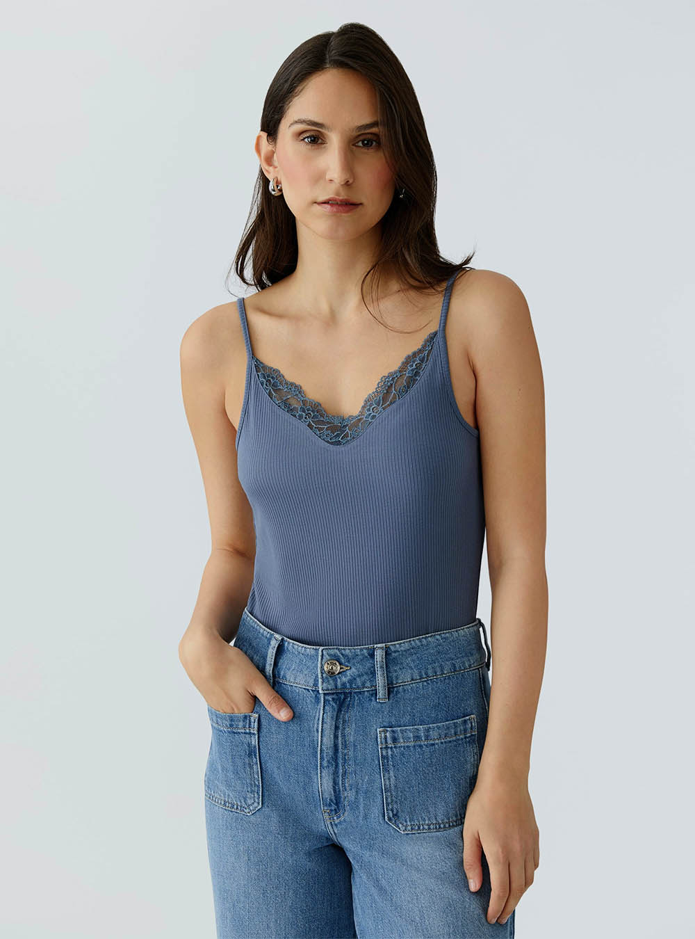 Oui Tank Top- Grisaille Blue