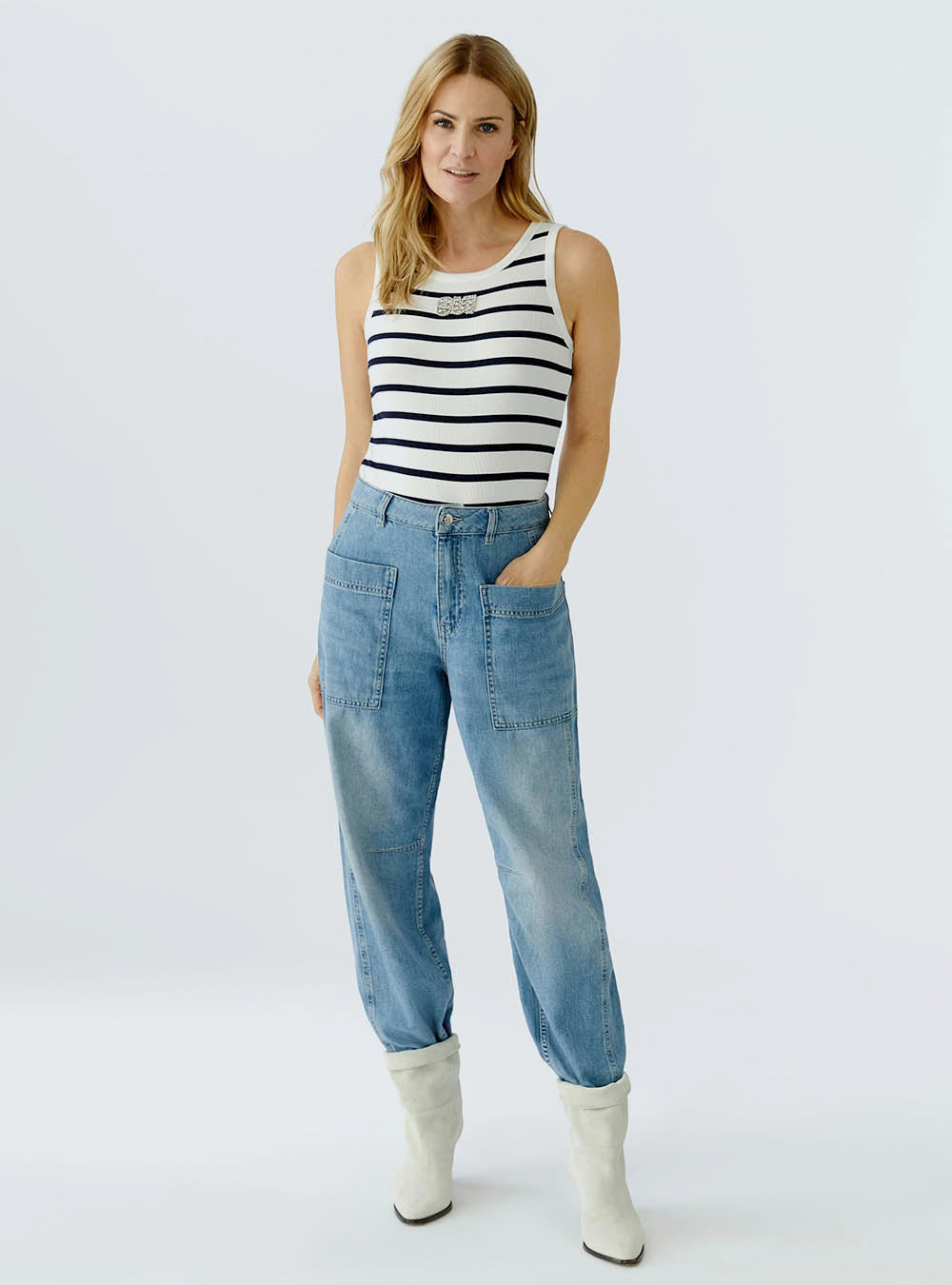 Oui Tank Top - Offwhite Blue