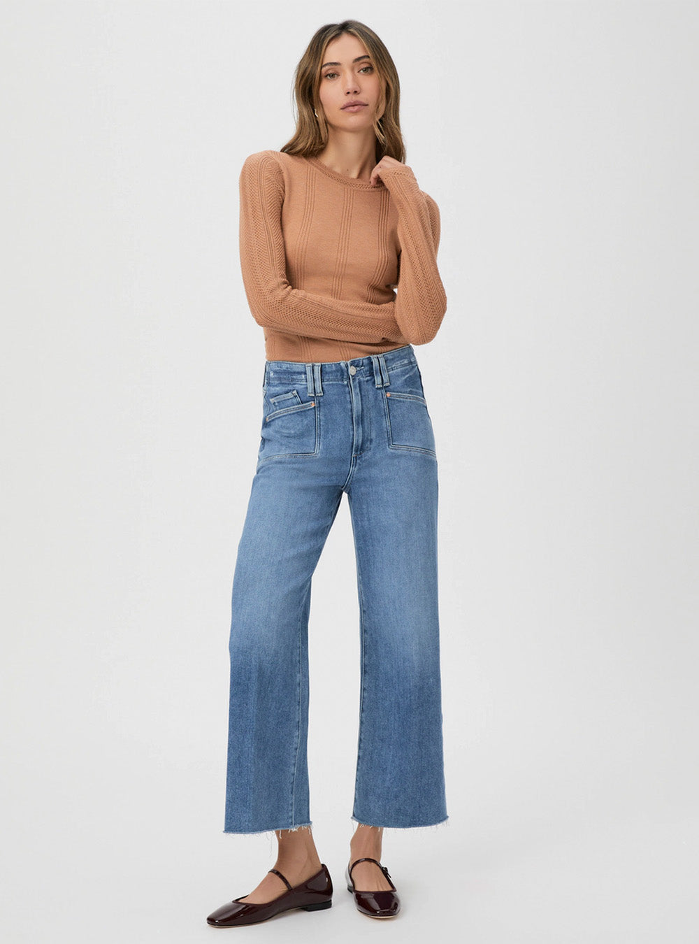 Paige Anessa Wide Leg Jean - Sunnie Distressed