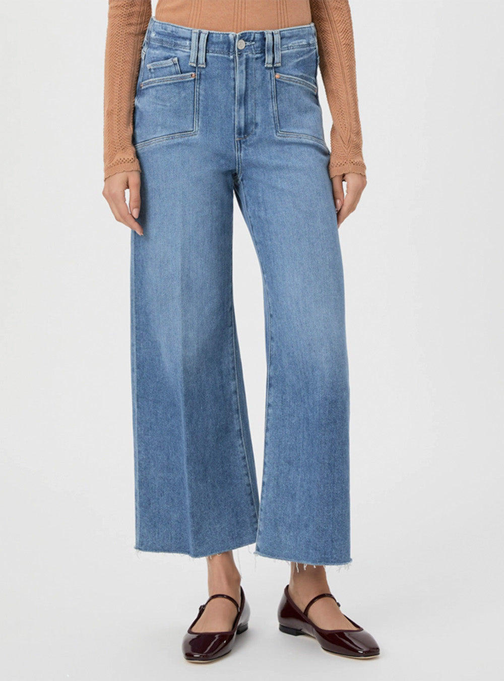 Paige Anessa Wide Leg Jean - Sunnie Distressed