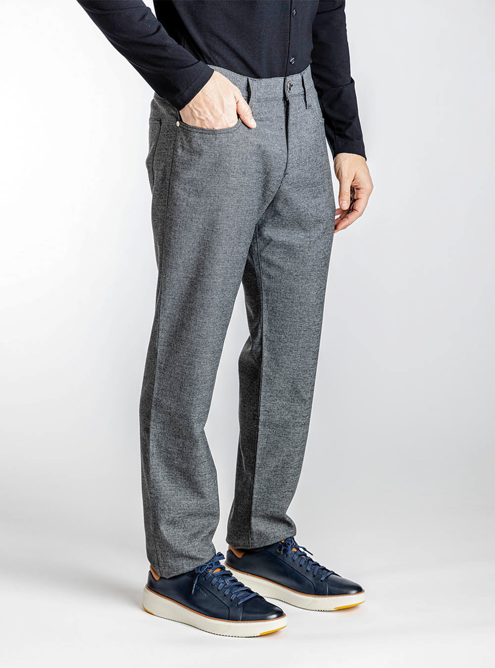 Alberto Mid Grey Wool Feel Pants