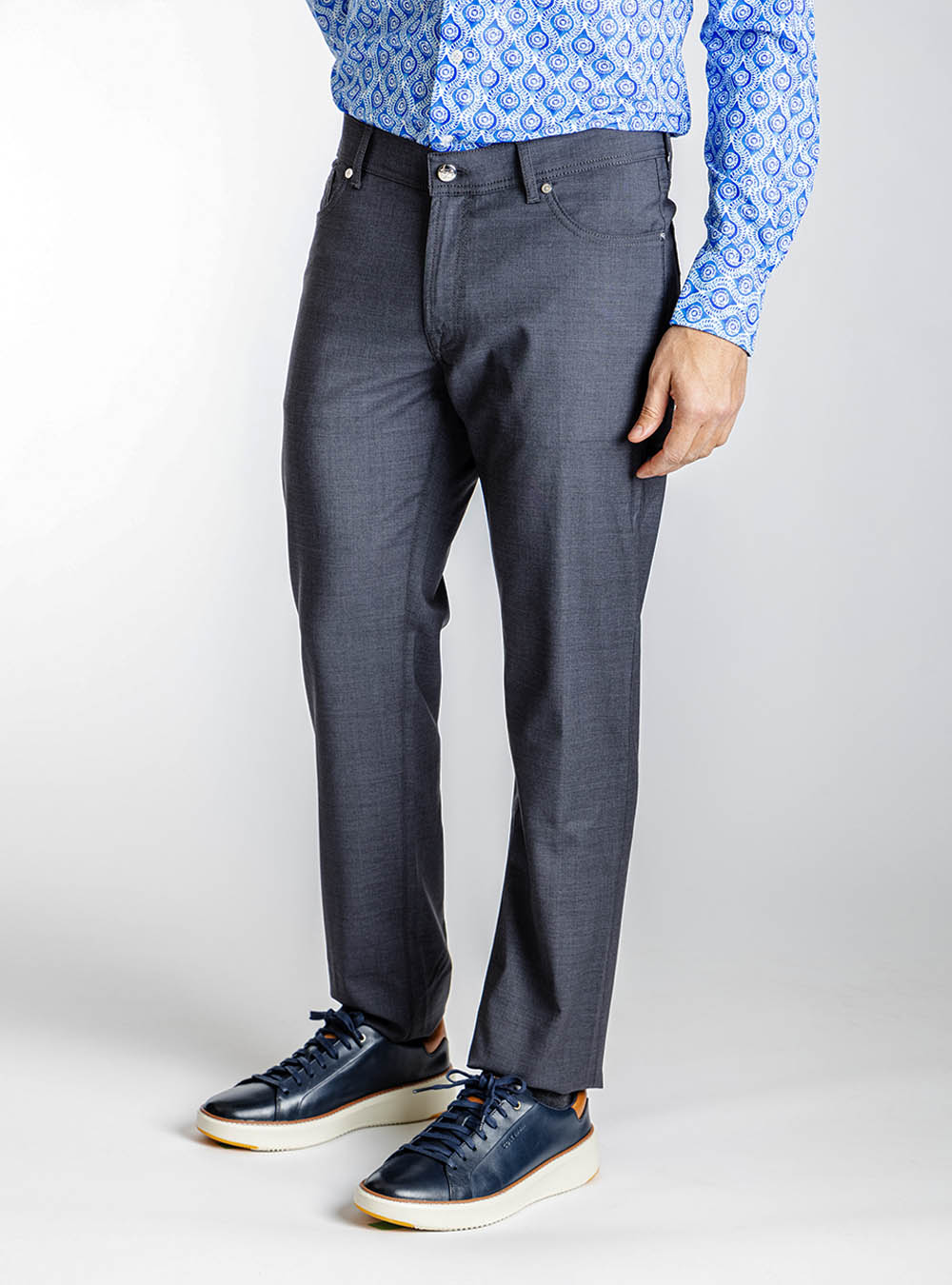 Pescarolo Carbon Grey Stretch Wool Pants