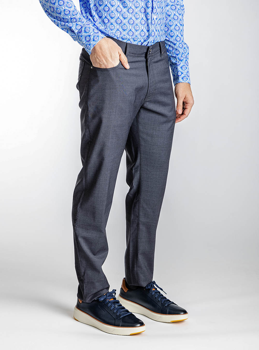 Pescarolo Carbon Grey Stretch Wool Pants