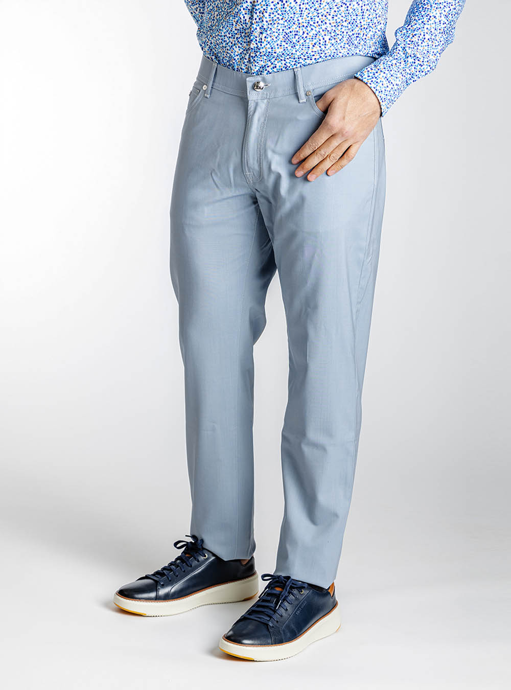 Pescarolo Sky Blue Stretch Wool Pants