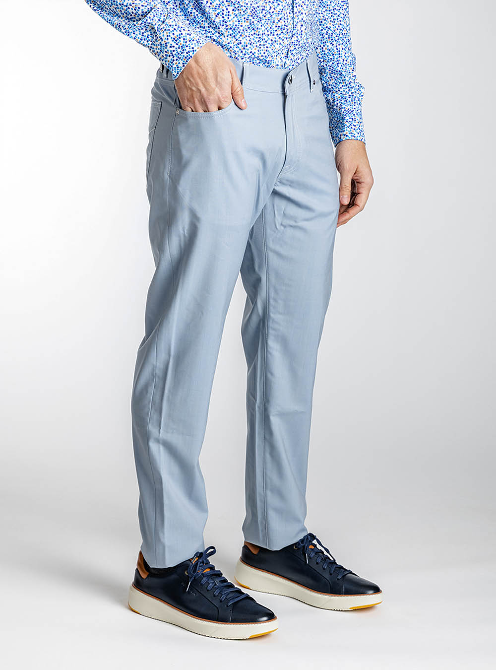 Pescarolo Sky Blue Stretch Wool Pants