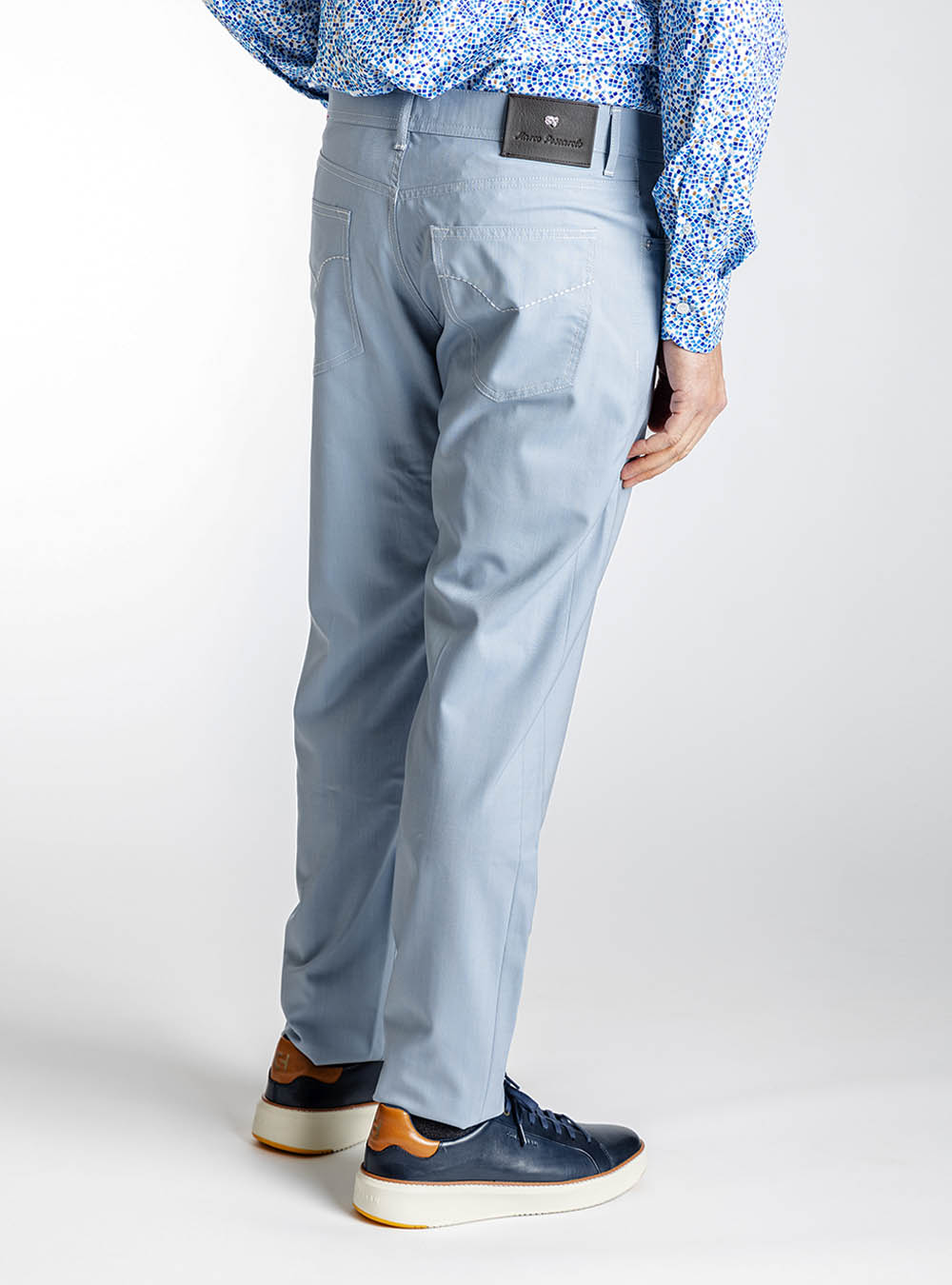 Pescarolo Sky Blue Stretch Wool Pants