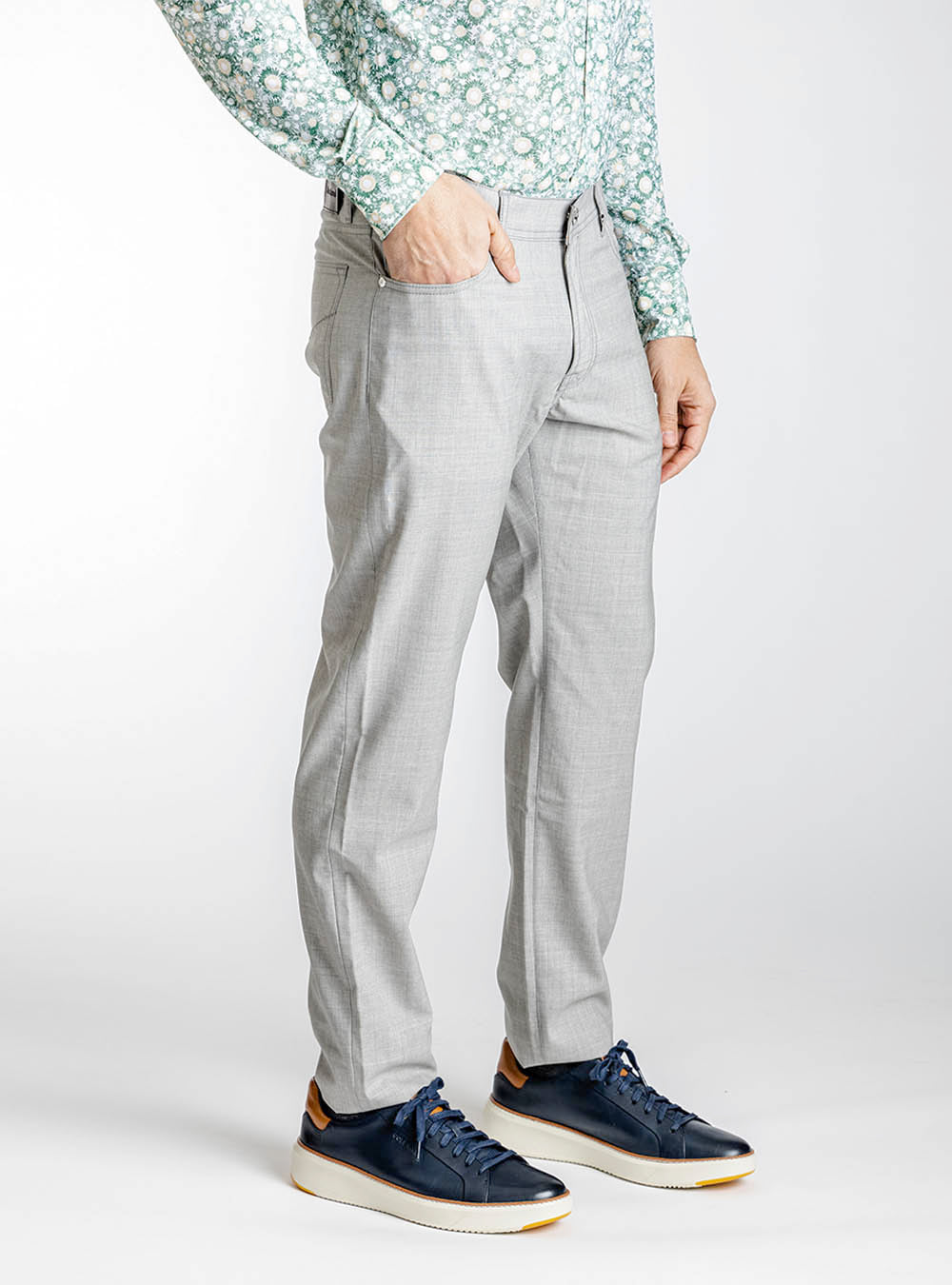 Pescarolo Dove Grey Stretch Wool Pants