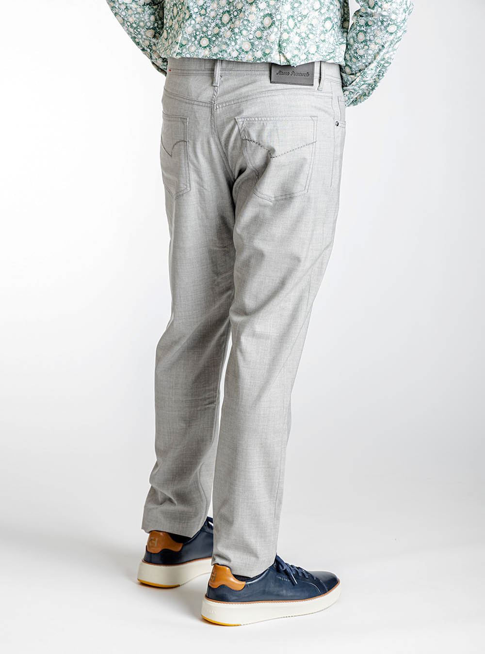 Pescarolo Dove Grey Stretch Wool Pants