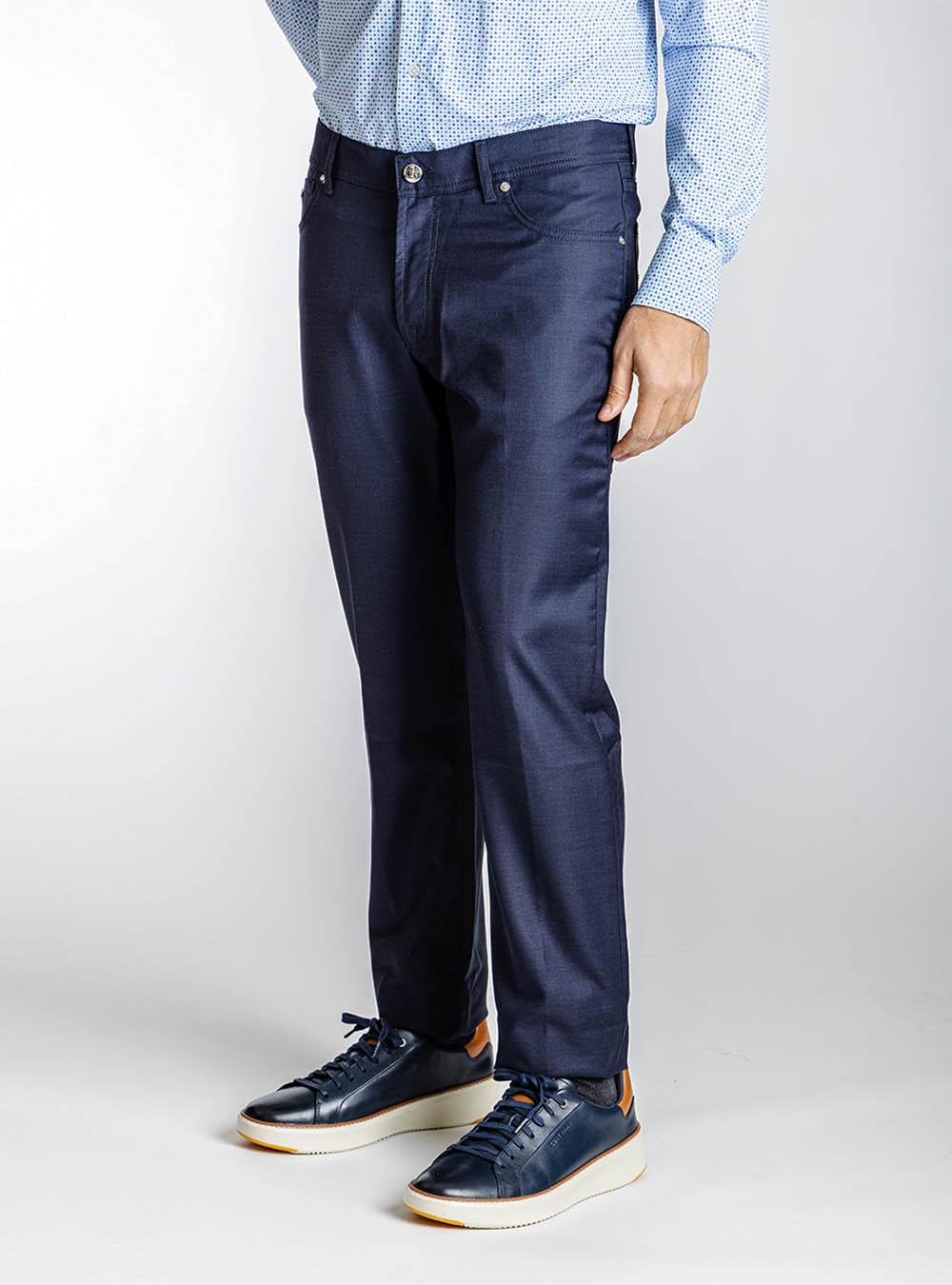 Pescarolo Deep Navy Stretch Wool Pants
