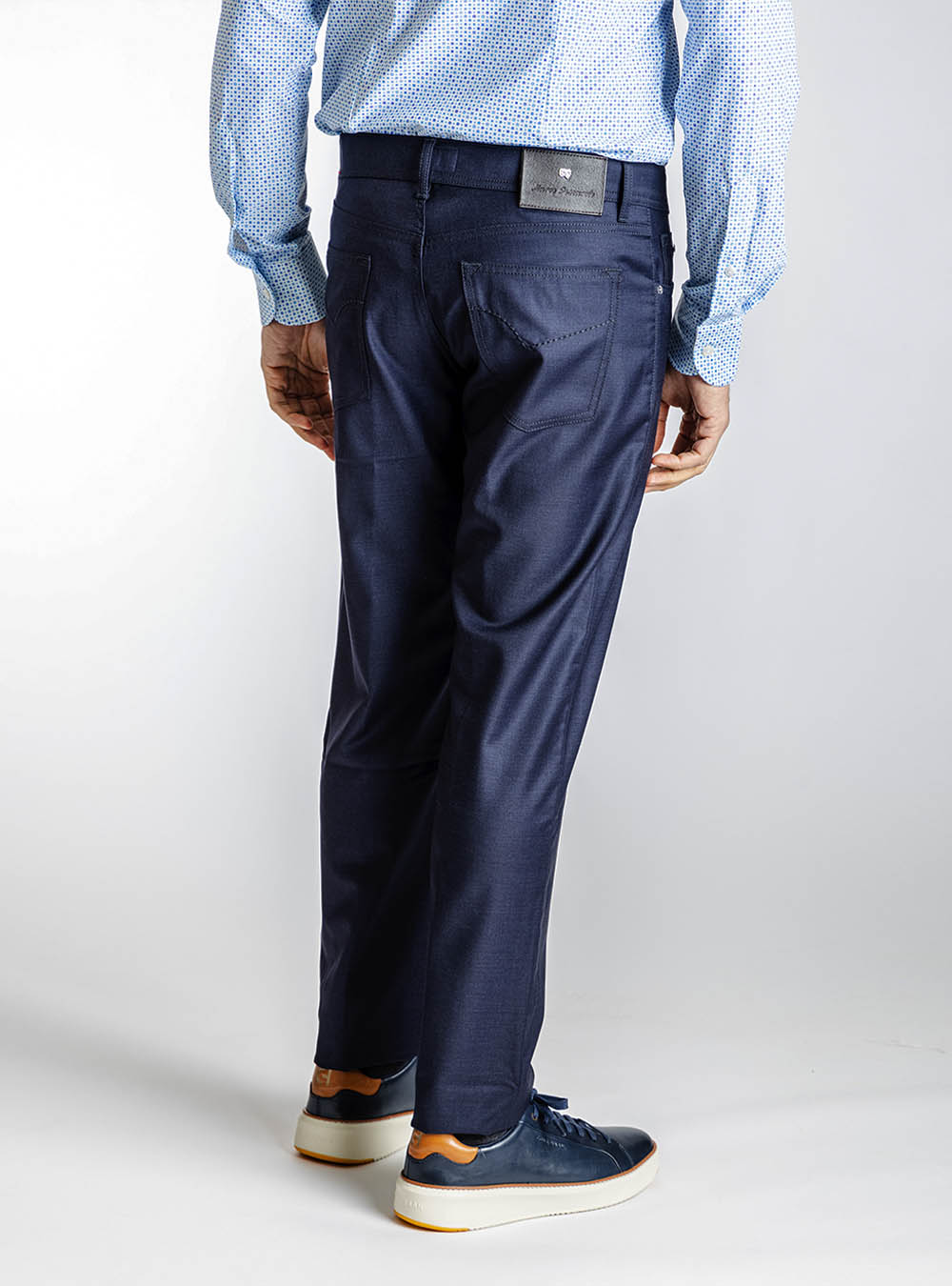 Pescarolo Deep Navy Stretch Wool Pants