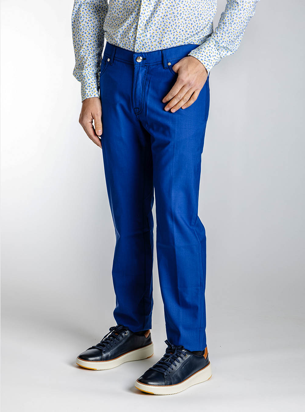 Pescarolo Mediterranean Blue Stretch Wool Pants