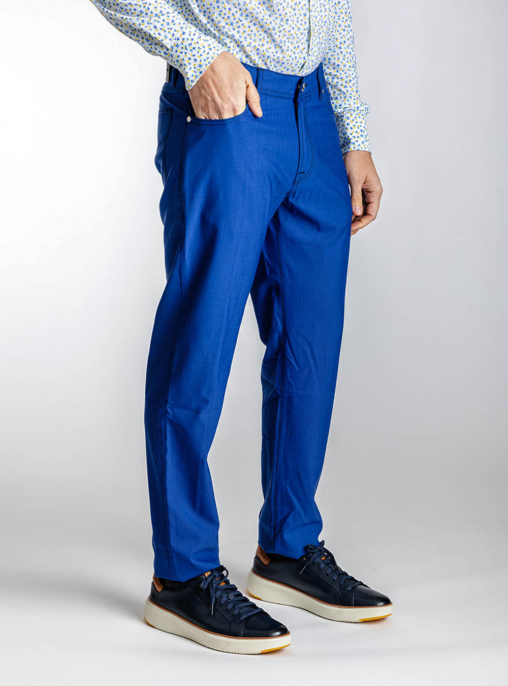 Pescarolo Mediterranean Blue Stretch Wool Pants