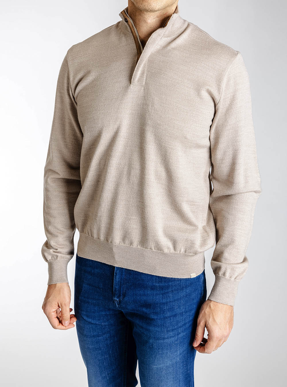 Paul & Shark Light Tan Quarter Zip Pullover