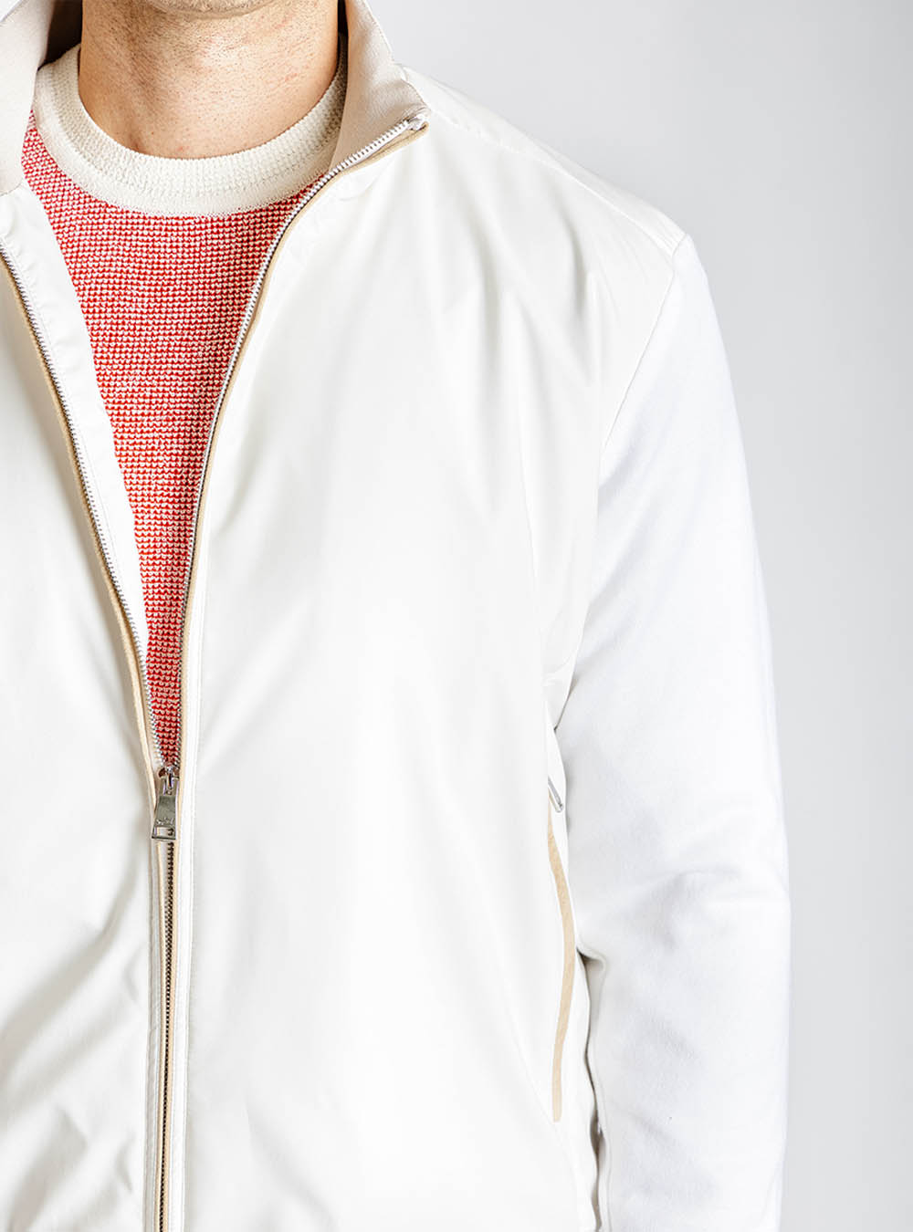 Paul & Shark Cream with Tan Accents Bomber Jacket