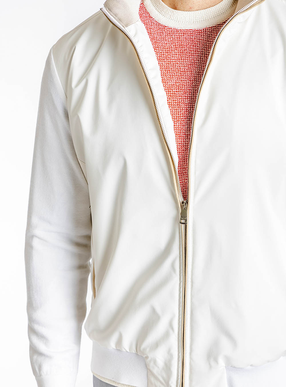 Paul & Shark Cream with Tan Accents Bomber Jacket