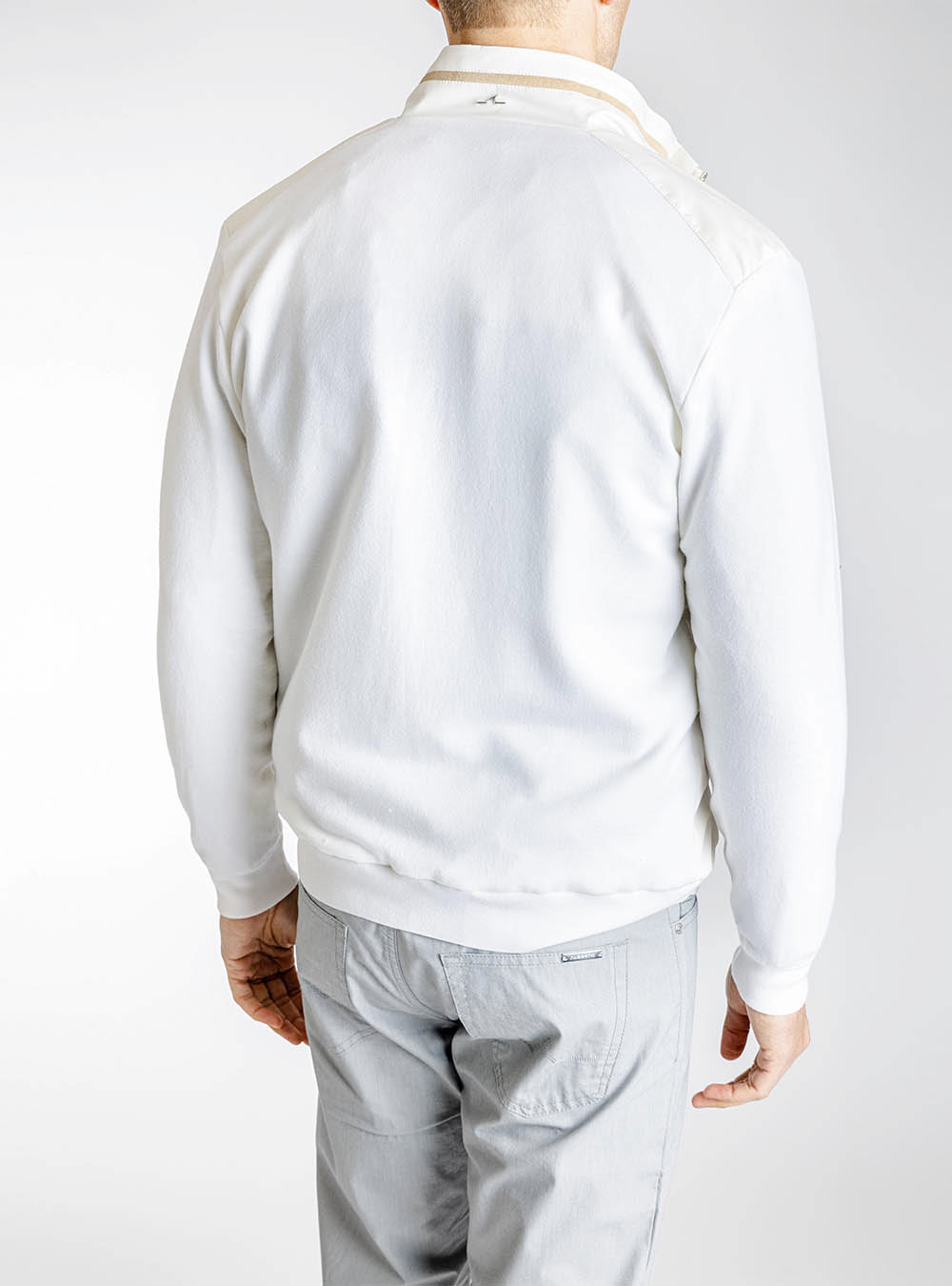 Paul & Shark Cream with Tan Accents Bomber Jacket