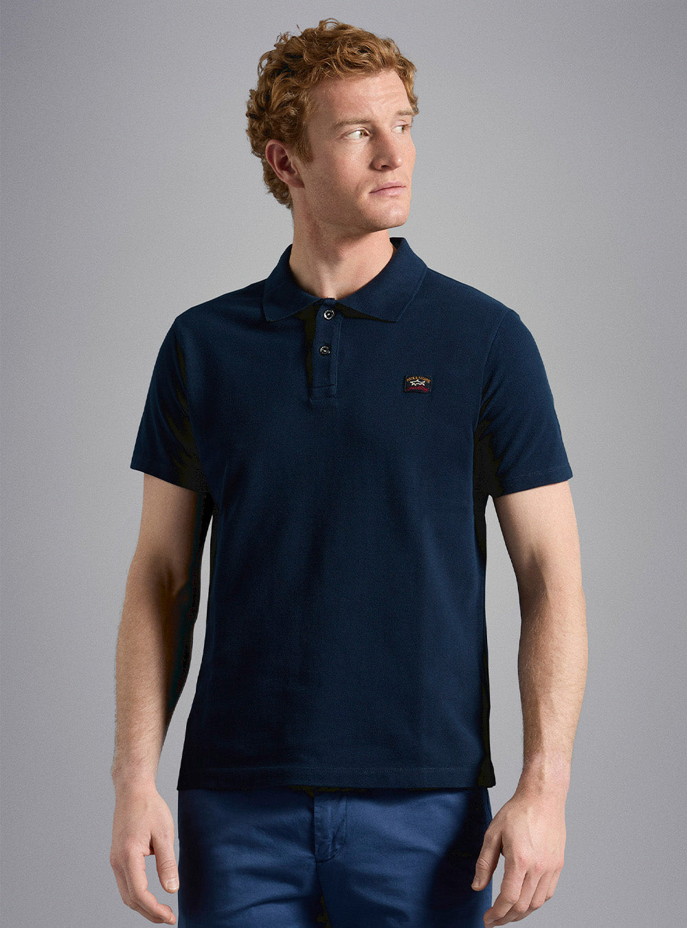 Paul & Shark Cotton Piqué Polo Shirt with Iconic Badge - Blue
