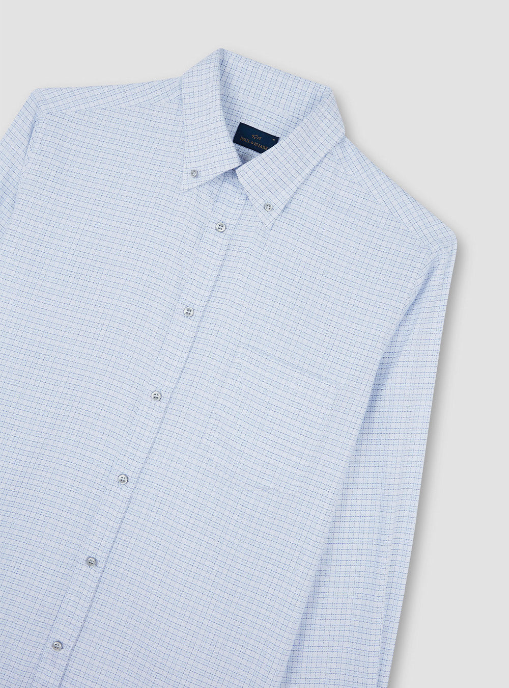 Paul & Shark Cotton Twill Shirt - White & Light Blue