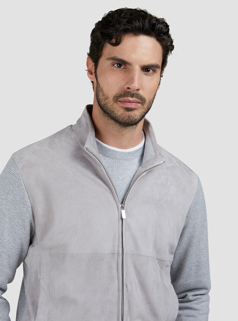 Paul & Shark Hybrid Sweater in Aqualeather Suede, Cotton, and Cashmere