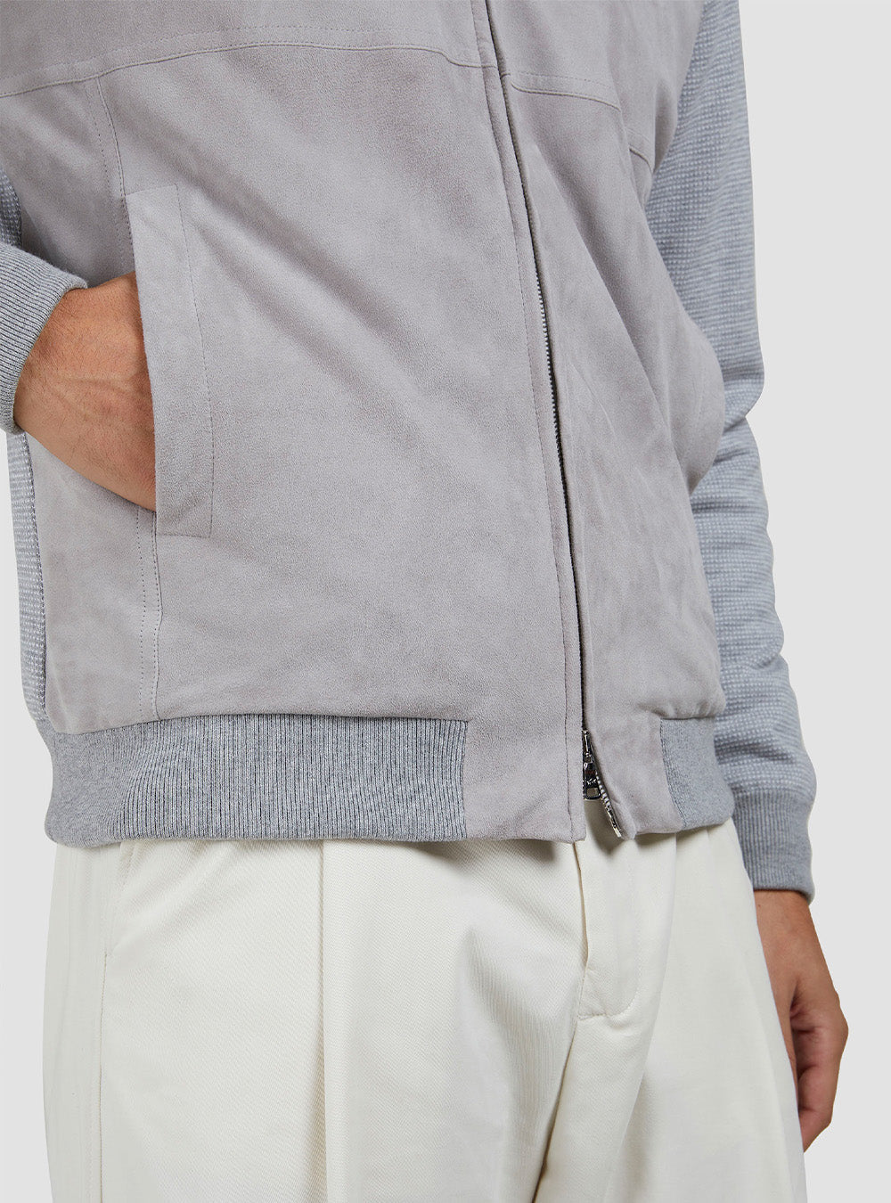 Paul & Shark Hybrid Sweater in Aqualeather Suede, Cotton, and Cashmere