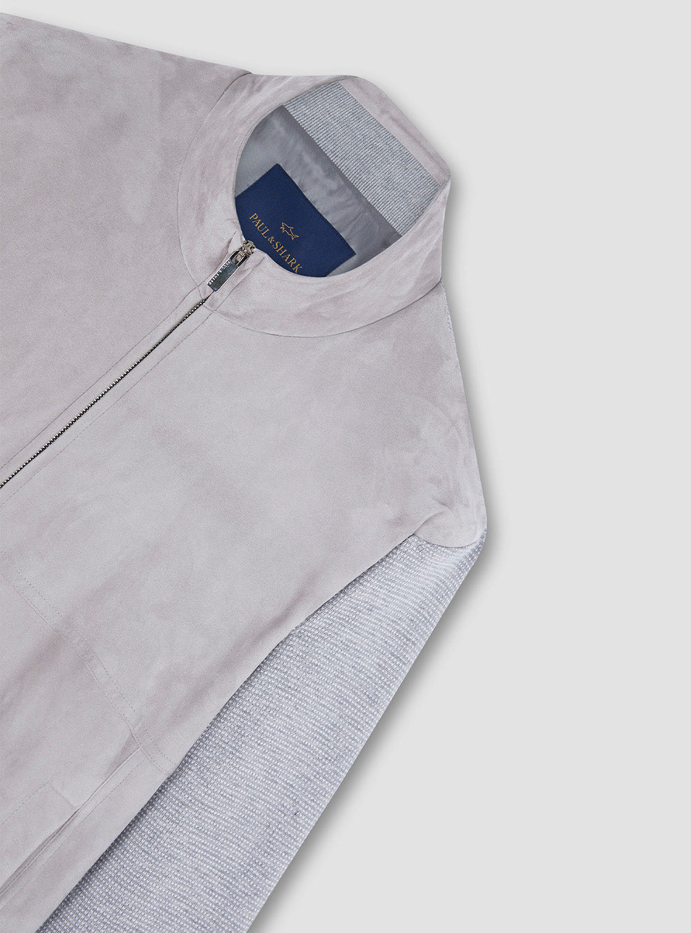 Paul & Shark Hybrid Sweater in Aqualeather Suede, Cotton, and Cashmere