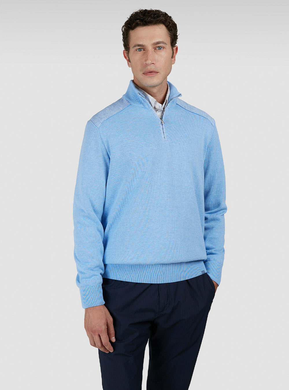 Paul & Shark Sweater in Fresh Cotton with Contrasting Linen Details