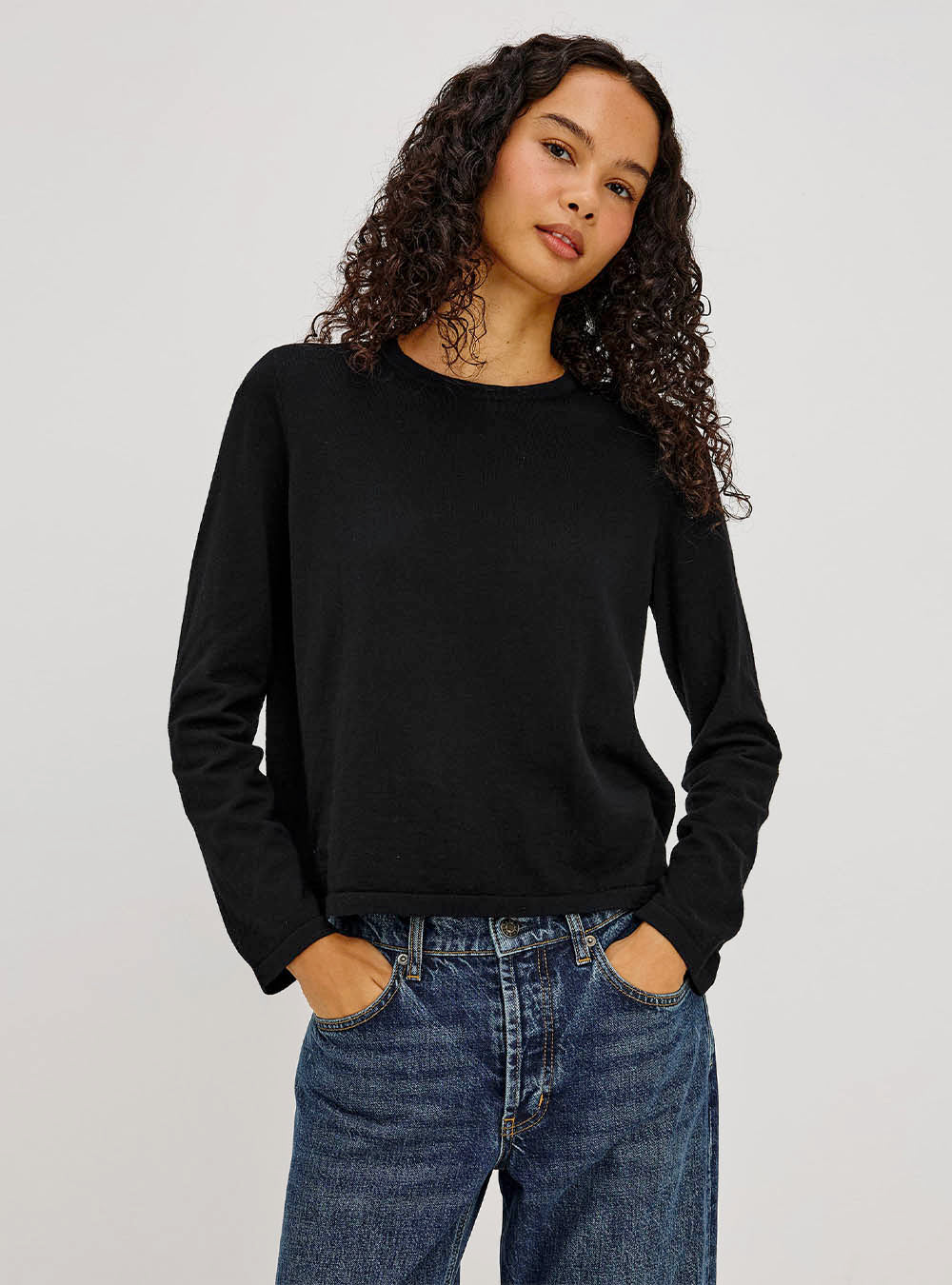 Rails Cotton cashmere long sleeve t-shirt - Black