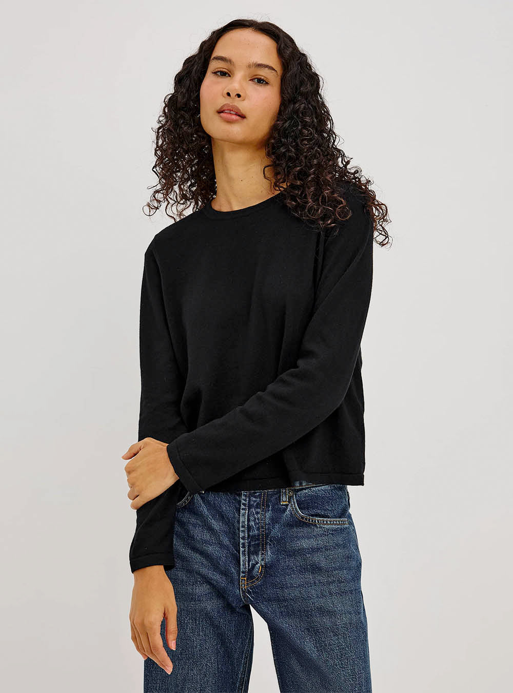 Rails Cotton cashmere long sleeve t-shirt - Black
