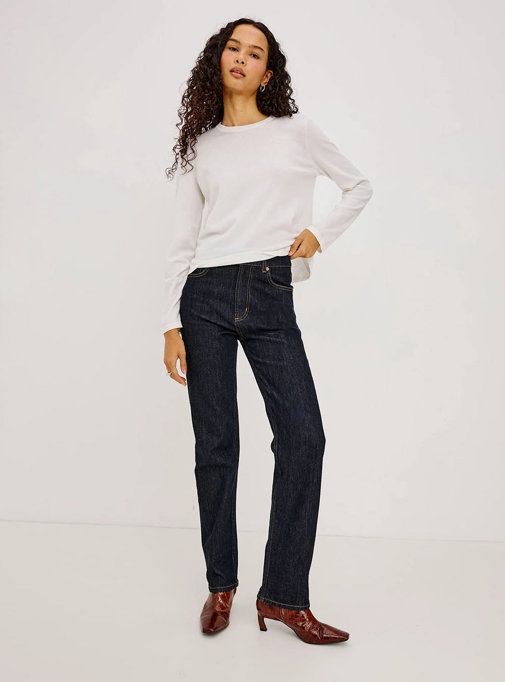 Rails Cotton cashmere long sleeve t-shirt - White
