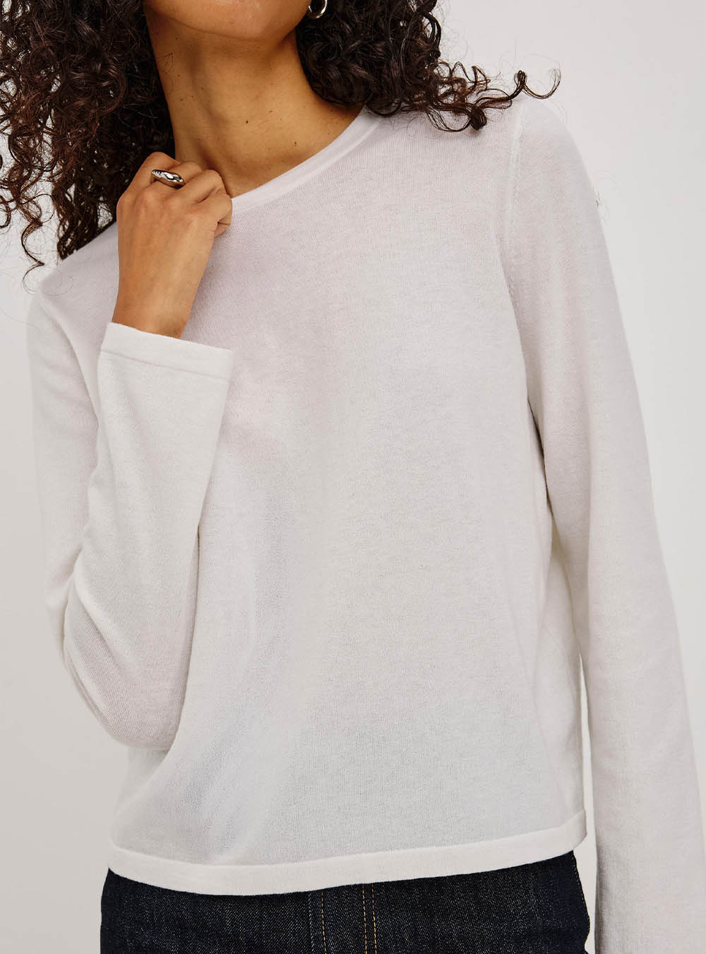 Rails Cotton cashmere long sleeve t-shirt - White