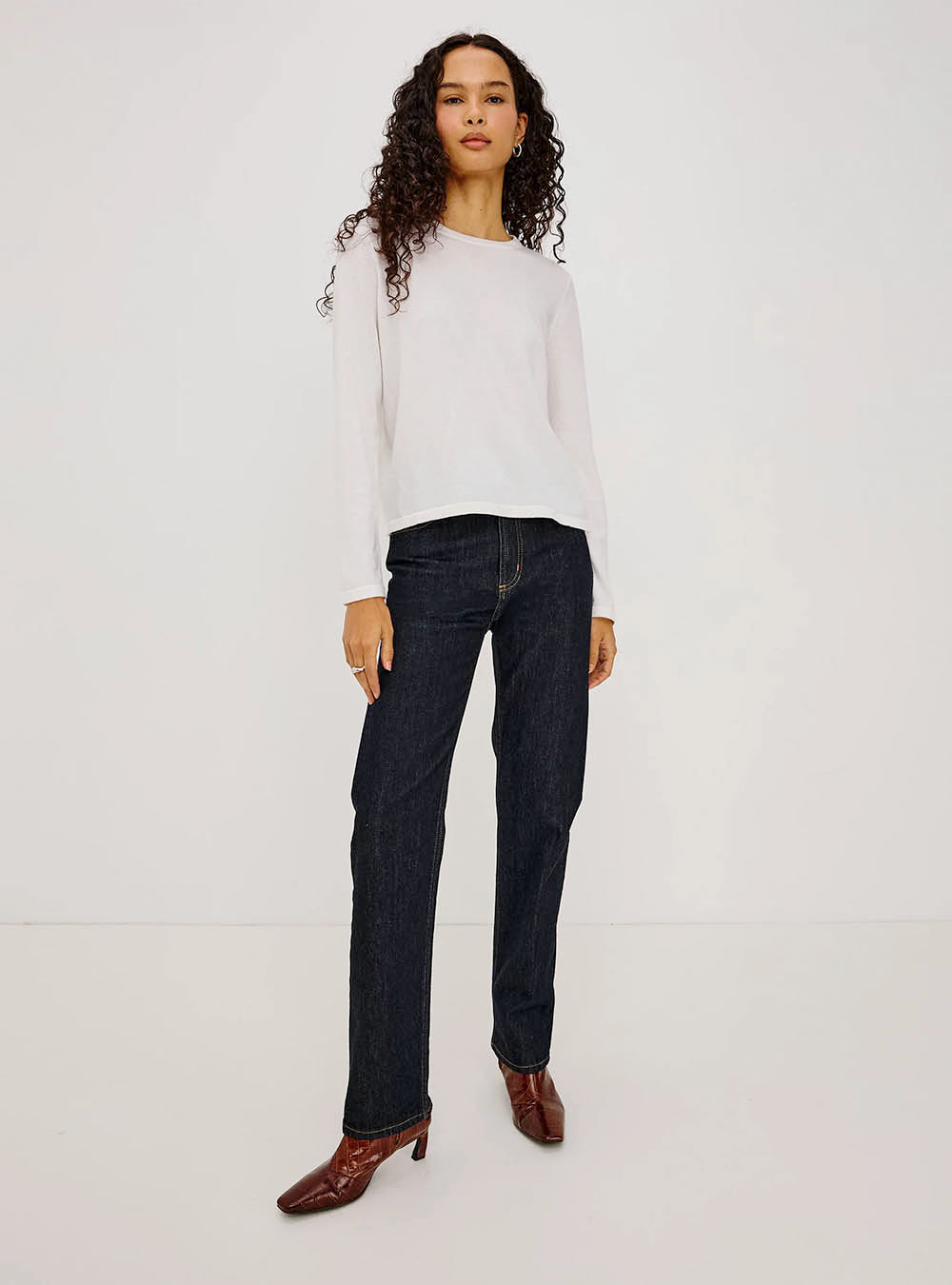 Rails Cotton cashmere long sleeve t-shirt - White