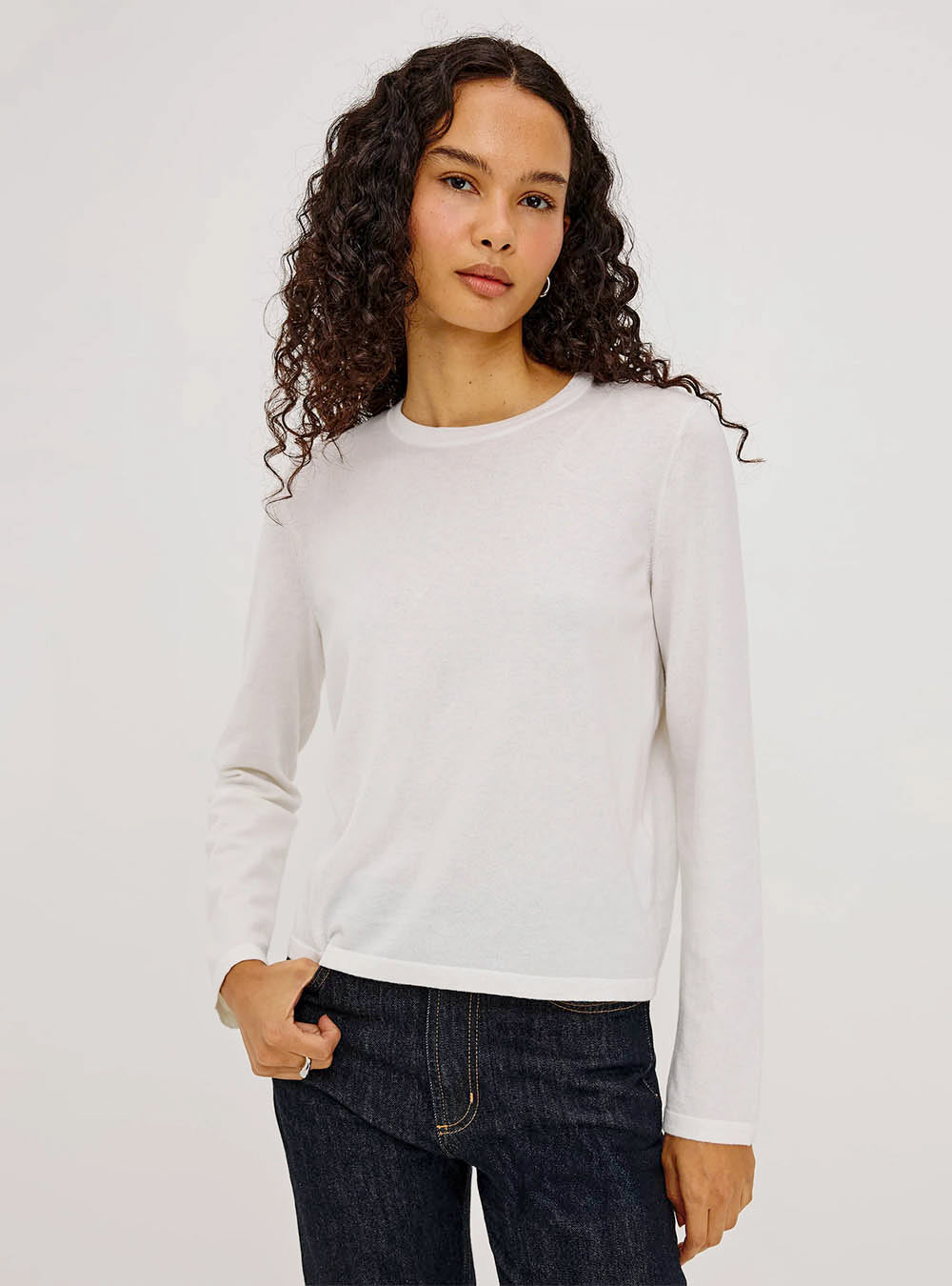 Rails Cotton cashmere long sleeve t-shirt - White