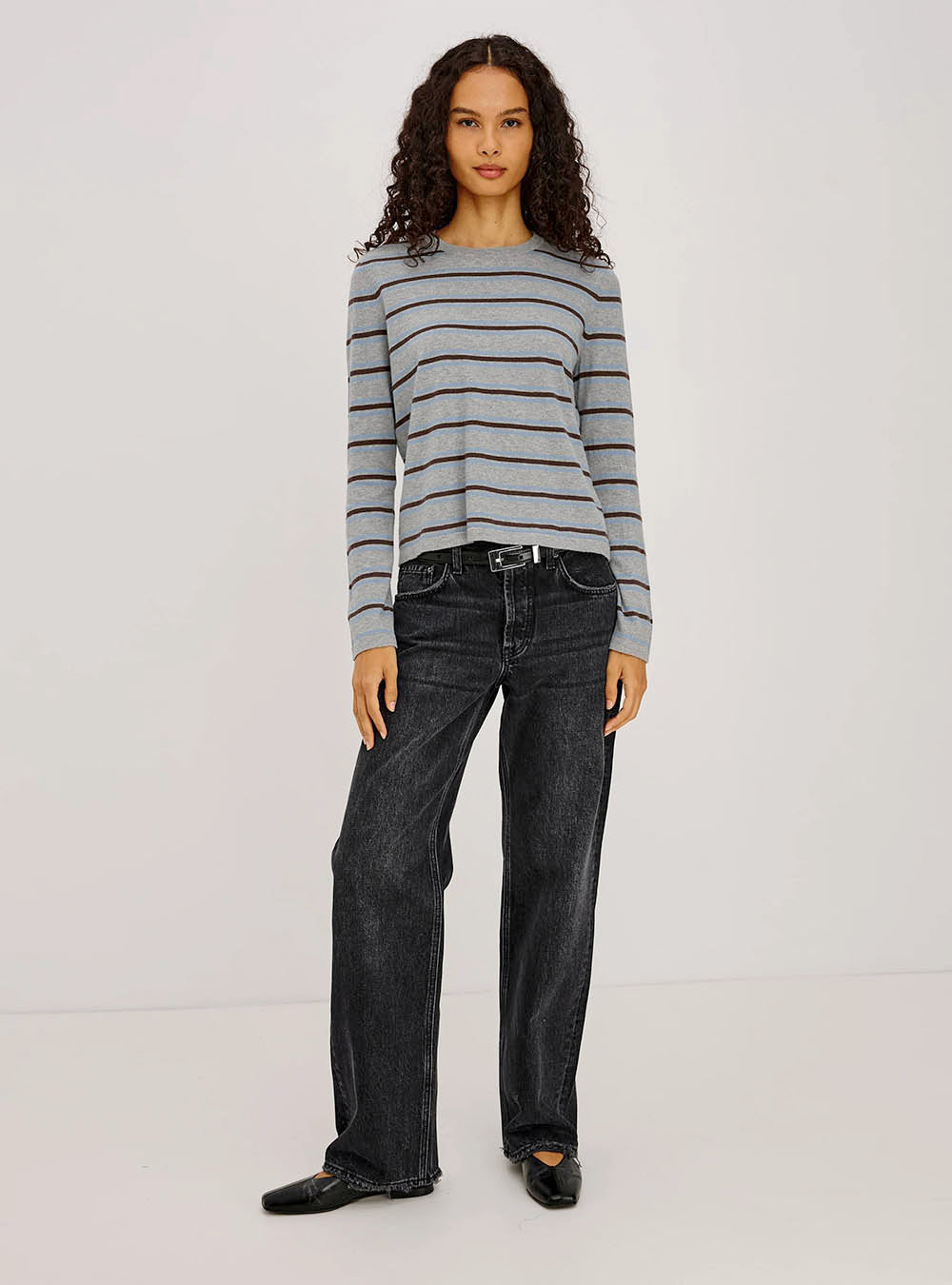Rails Davie cotton cashmere long sleeve tee - Heather Sky