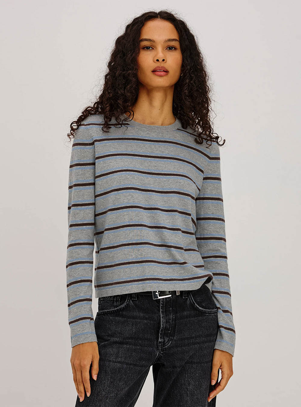 Rails Davie cotton cashmere long sleeve tee - Heather Sky