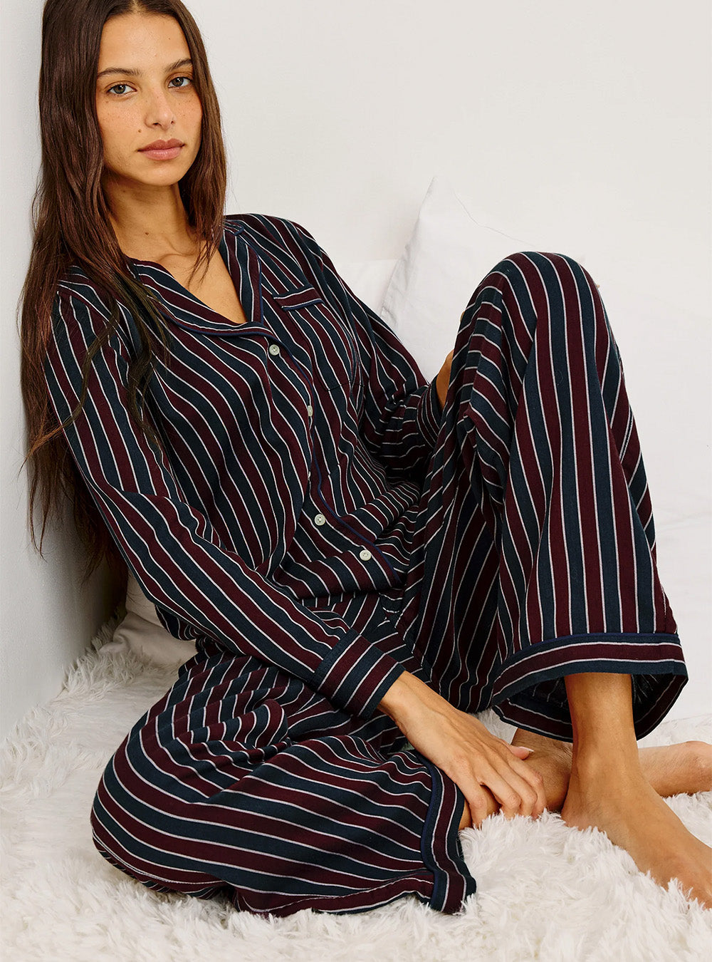 Rails Luna PJ Set - Oxblood Stripe