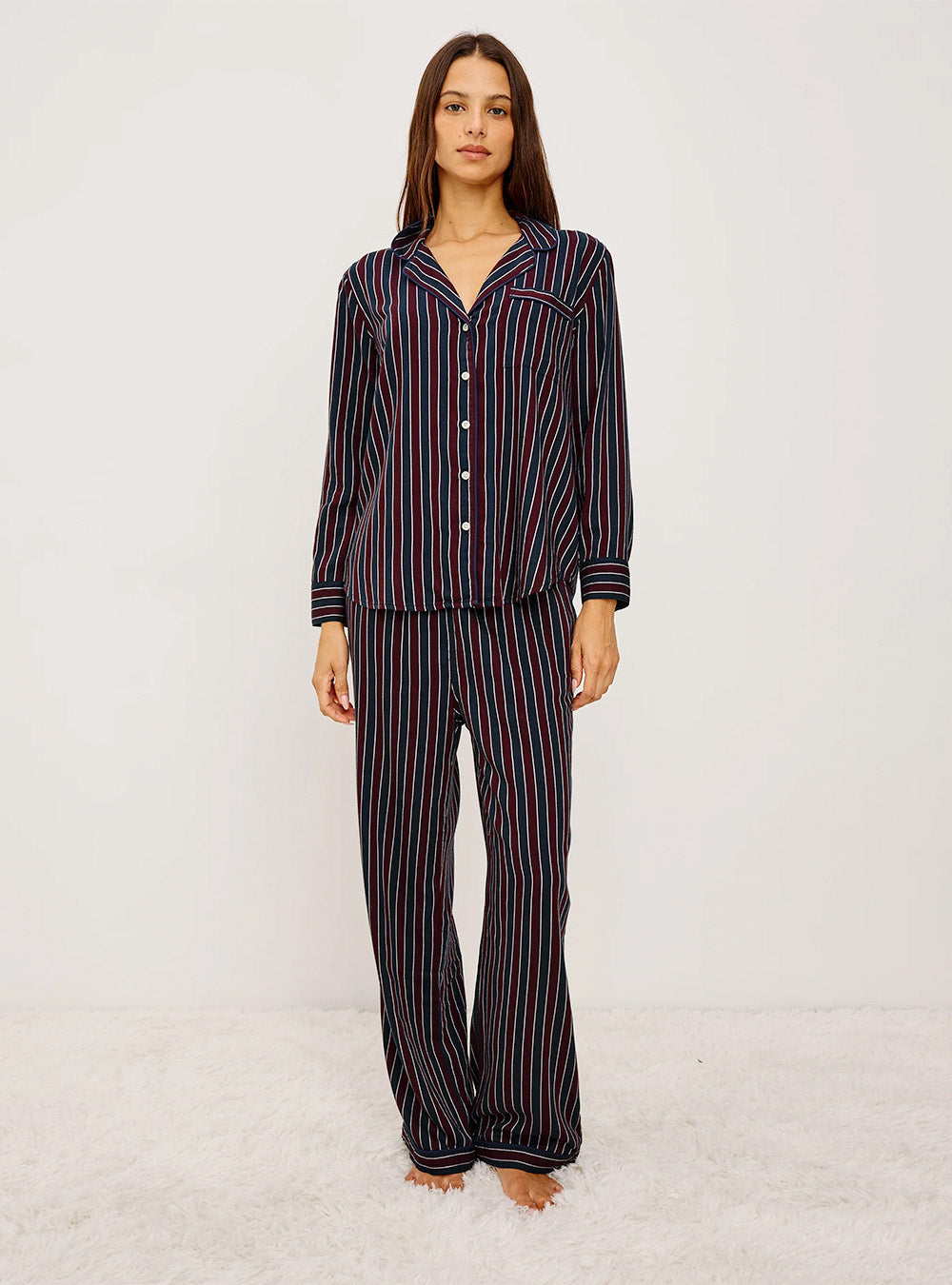 Rails Luna PJ Set - Oxblood Stripe