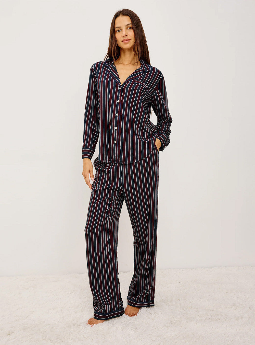 Rails Luna PJ Set - Oxblood Stripe