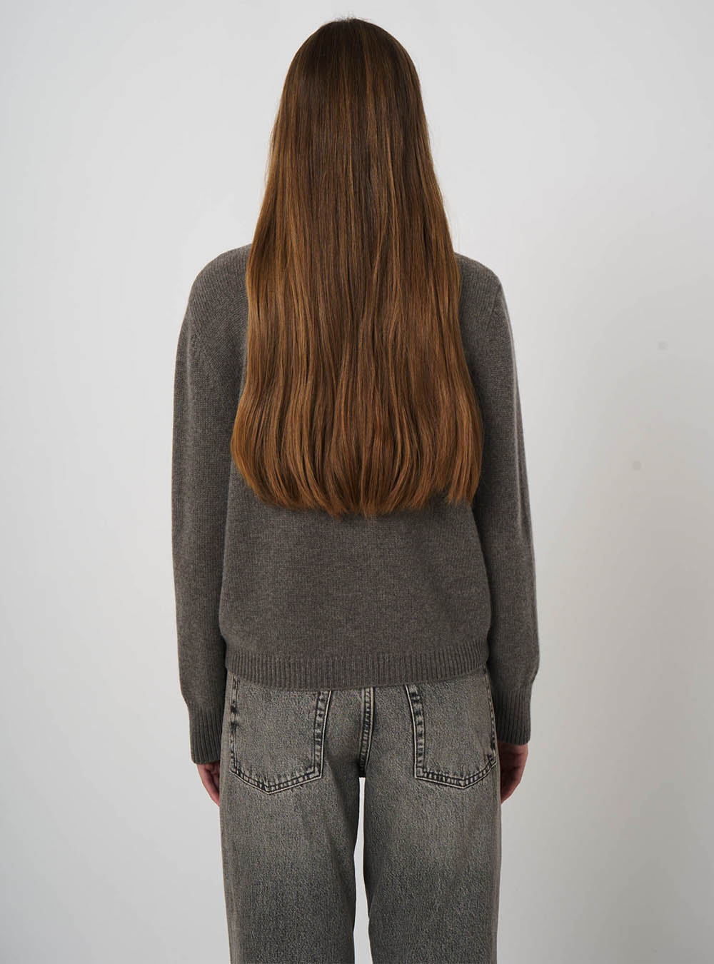 Repeat Cashmere Cashmere-Wool Cardigan with Denim Collar - Rock